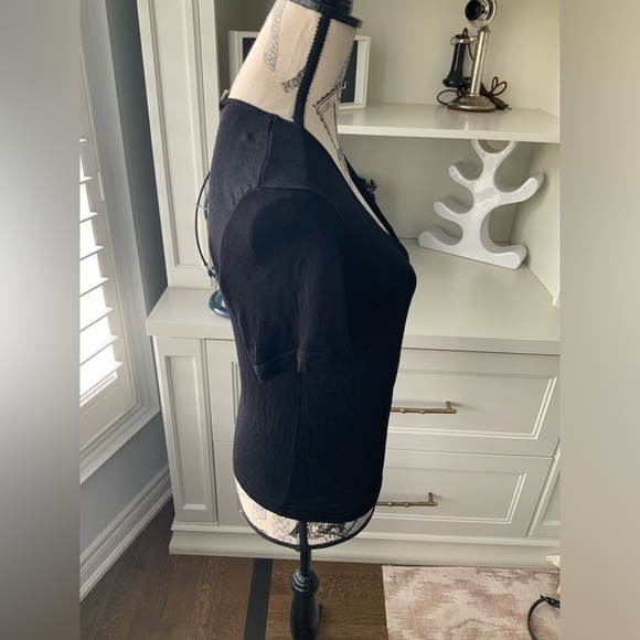 Vintage 90’S WESTERN COLLECTION Black Crossover V-Neck Short Sleeve shirt SZ M - Picture 6 of 14